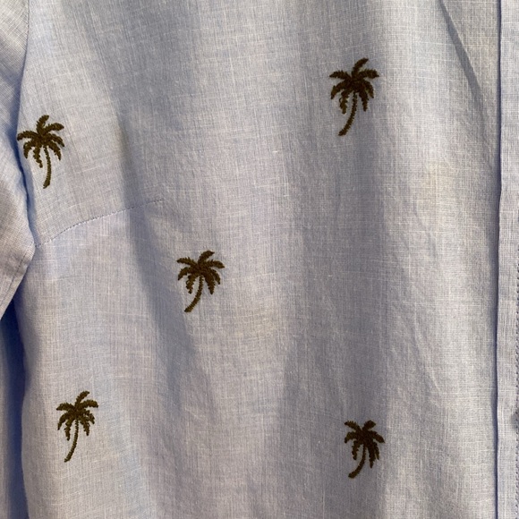 TALBOTS SIZE MEDIUM MODERN CLASSIC SHIRT - EMBROIDERED LOVELY PALM TREES - Picture 4 of 7